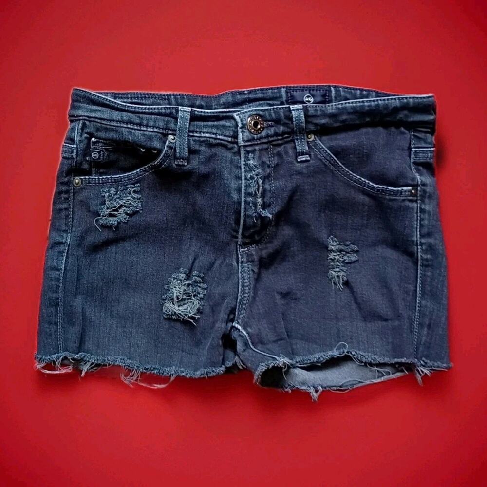 AG Adriano Goldschmied Jean Shorts Black Distressed Daisy Dukes Women Sz 25R